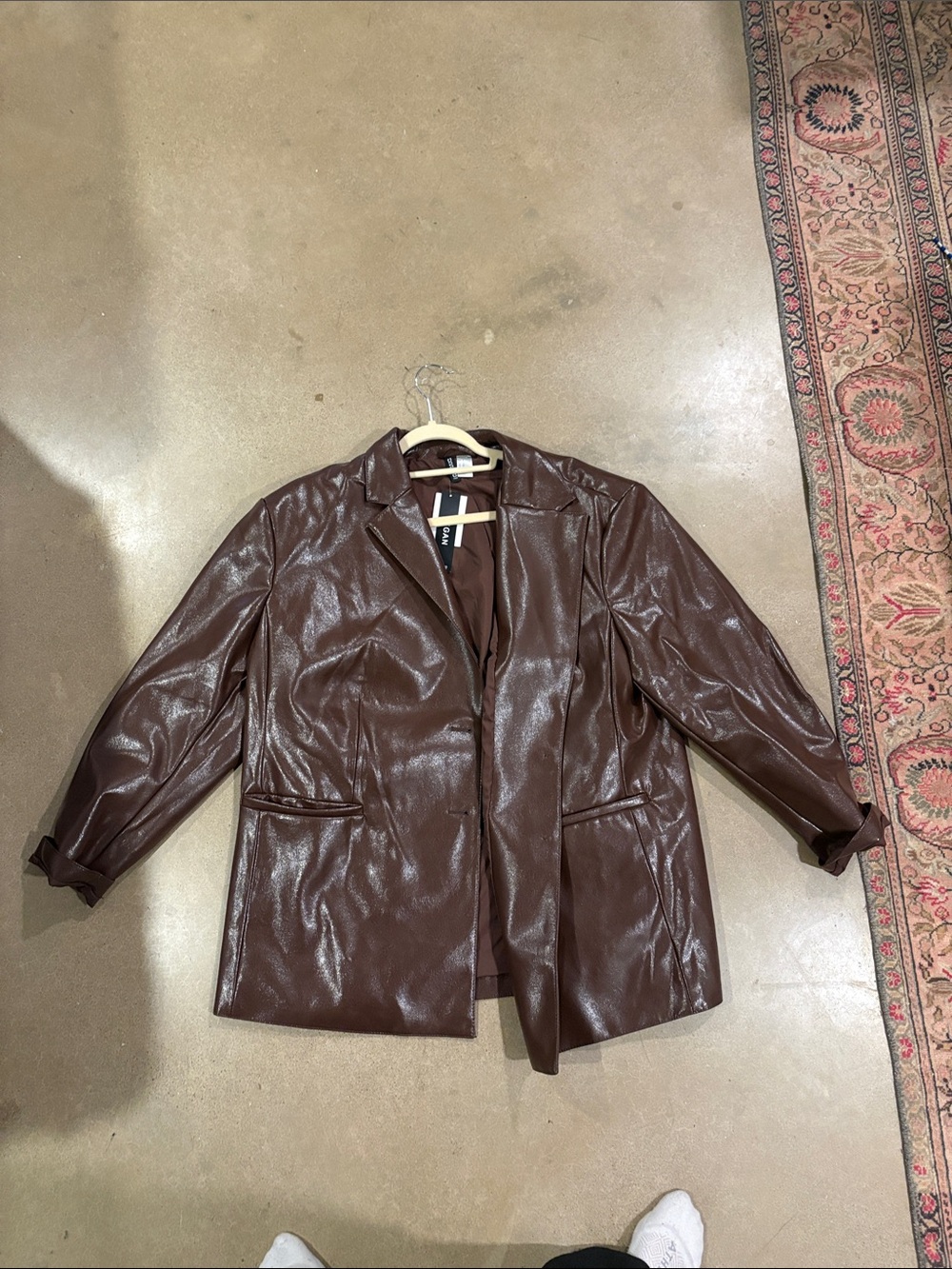 H&M Brown Faux Leather Blazer Jacket